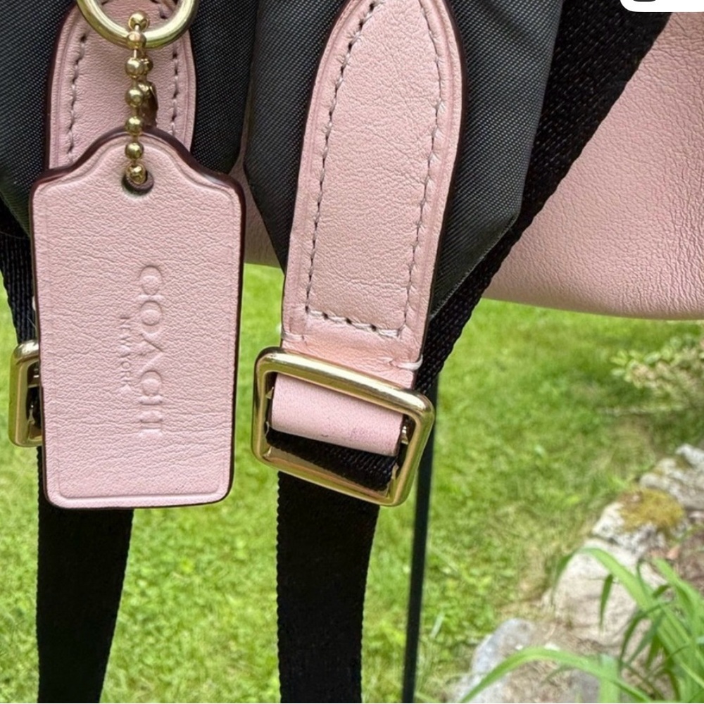 Coach Signature Canvas Backpack in Beige and Pink - Picture 8 of 11